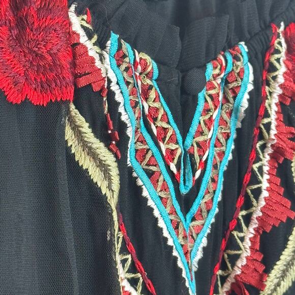 Vintage Collection Blouse Womens Small Embroidered Boho Tunic Top Festival Black - Picture 11 of 16